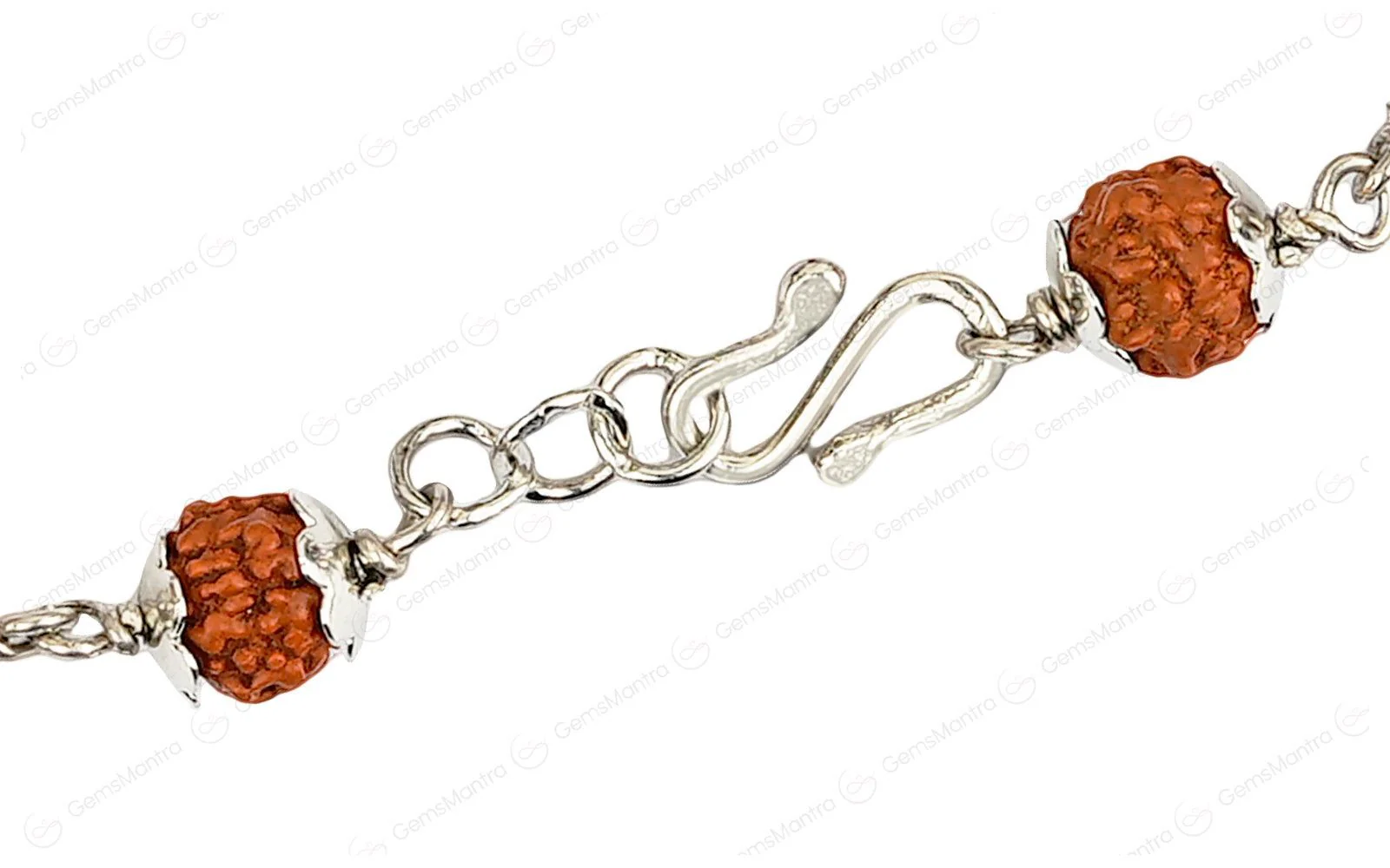 5 Mukhi Rudraksha Silver Ganesh Bracelet for Kids - 5 Beads - Image 4
